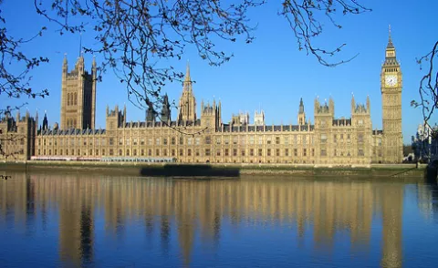 A photo of Parliament and the river Thames