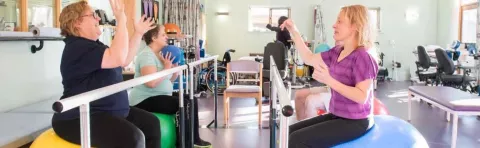 People exercising with balls