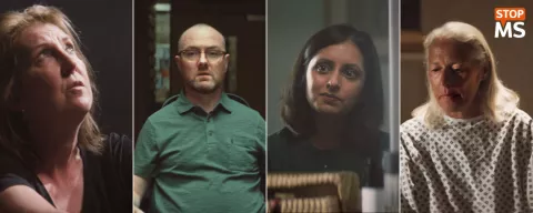 Four stills of people with MS from our Stop MS Appeal TV advert