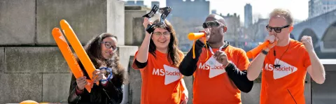 MS supporters wearing MS Society t-shirts