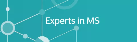 Experts in MS and abstract node design on teal background