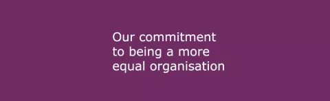 Text reads our commitment to becoming a more equal organisation