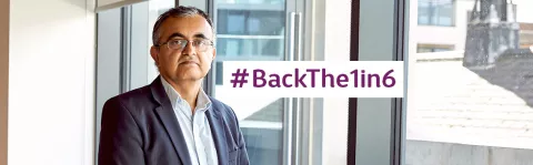 Photo of Dr Waqar Rashid. Text reads: #BackThe1in6