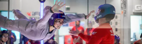 Person taking part in an indoor skydive